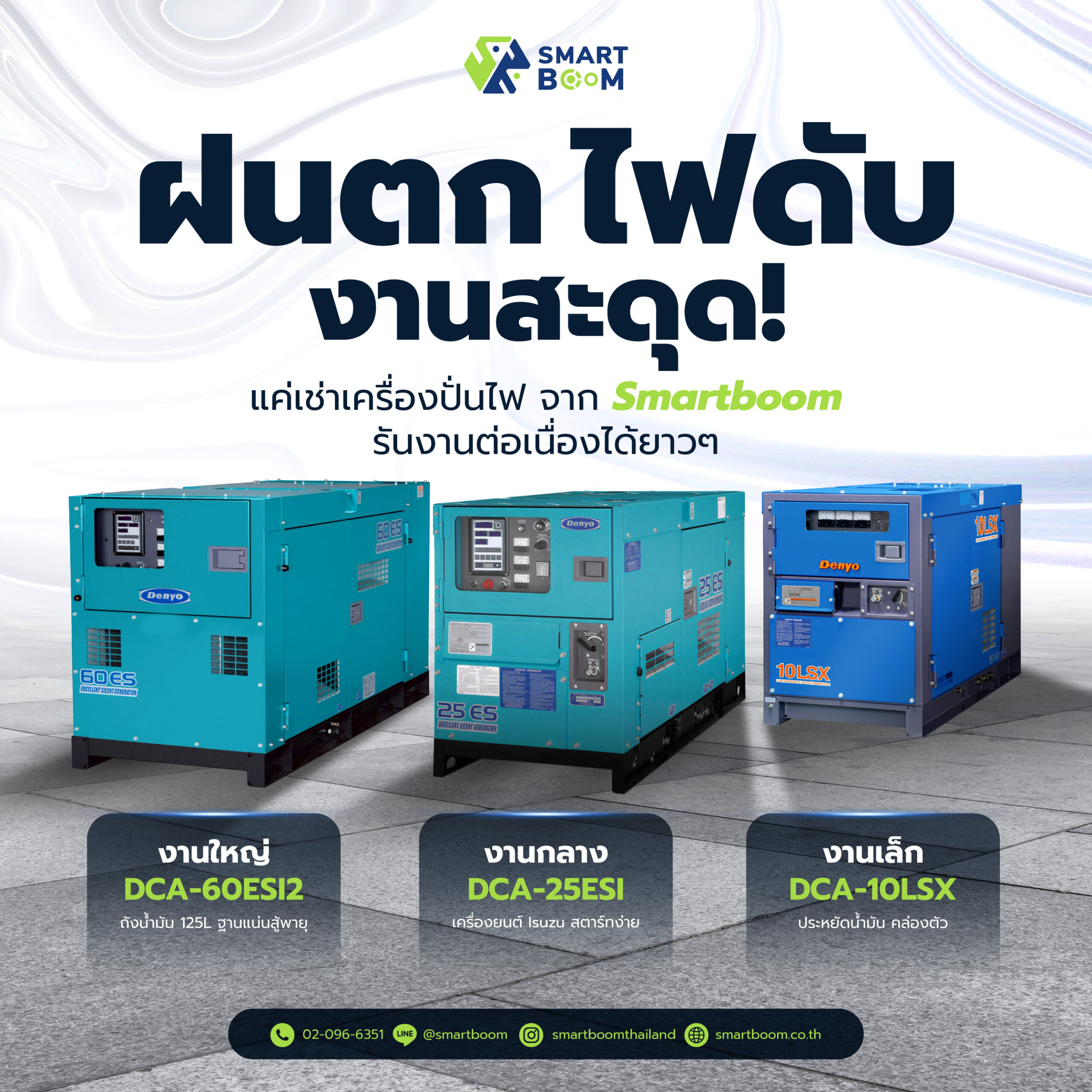 Heavy Rain, Power Outages, Interrupted Work? Rent Smartboom Generators to Maintain Uninterrupted Operations